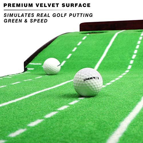 CHAMPKEY PUTTECH Golf Putting Mat True Roll Surface with Non Slip
