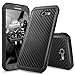 TJS Galaxy J7 Sky Pro/Galaxy J7 Perx/Galaxy J7 V/Galaxy Halo/Galaxy J7 Prime Case, Hybrid Shock Absorbing Impact Resistant Armor Case Carbon Fiber Back Hard TPU Inner Layer (Black)