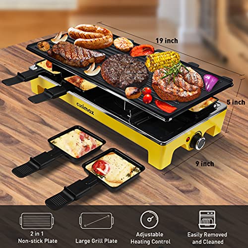 CUSIMAX Raclette Grill Electric Grill Table, Portable 2 in 1 Korean BBQ Grill Indoor & Cheese