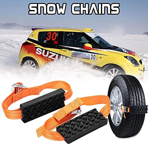 Anti-Skid Tire Blocks, Snow Tire Chains, 4 PCS Reusable Auto Snow Mud Emergency Tire Straps Traction- Set of 4PCS - Thumbnail 3