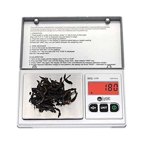 Gram Scale 220g/ 0.01g, Digital Pocket Scale 100g Calibration Weight