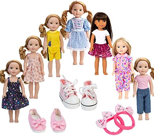 7PCS doll Clothes and 2pcs shoes fits 
