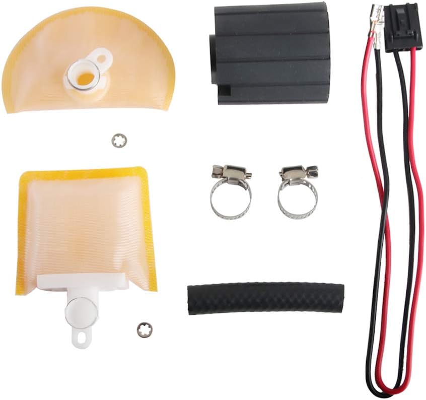 MUCO New 255LPH High Flow Intank Electric Fuel Pump with Strainer/Filter + Rubber Gasket/Hose + Stainless Steel Clamps + Universal Connector Wiring Harness MCP-203A: Automotive