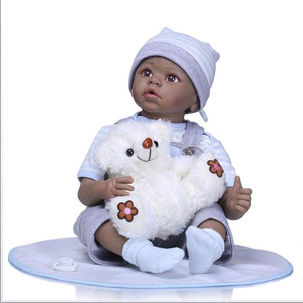 Prezzo Bambola Reborn Giocattolo Realistico Carino Pelle Scura Vita Reale Morbido Silicone Vinile Regalo Bambola Realistica 55 Cm,Blu,55cm Offerte