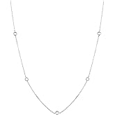KISPER 925 Sterling Silver Station Necklace for Women CZ Cubic Zirconia Diamond by The Yard Bezel Set Chain 14K Gold Plated Layering Jewelry 15"+3"