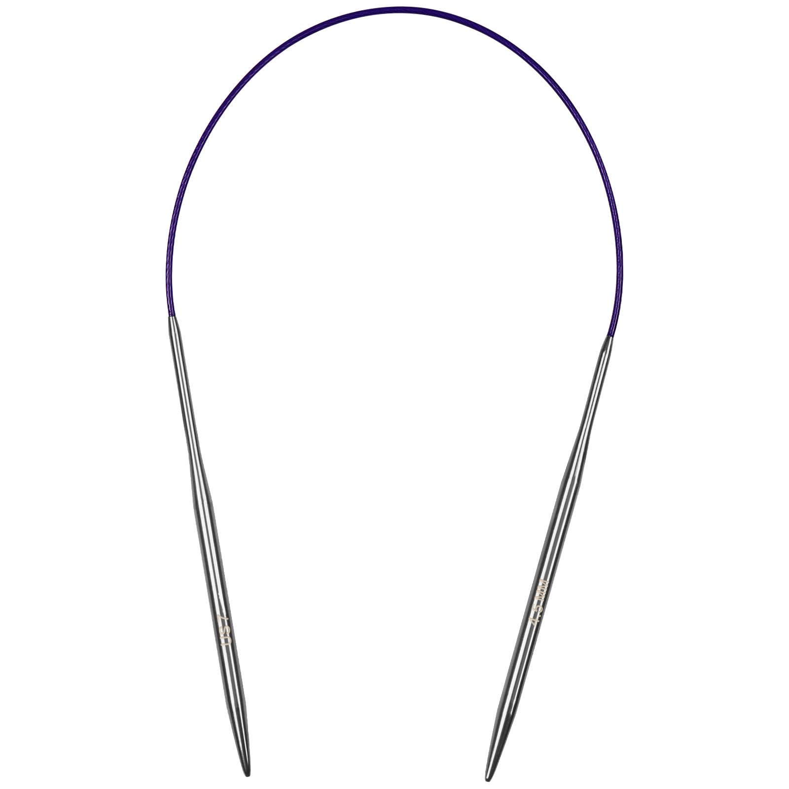 Aeelike 4.5mm Circular Knitting Needles 40cm - Short Round Knitting Needles with Flexible Cable, Fixed Metal Circular Needles for Knitting Socks, Hats & Small Projects, Size US 7