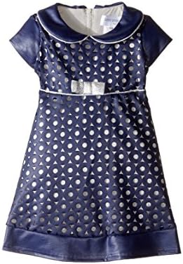 Us Angels Baby Girl's Cut Out Cap Sleeve Skater Dress (Infant) Navy/Silver 24