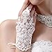 M Bridal Women's Crystals Lace Fingerless Gloves for Wedding Party Brides Accessory G01 (White)