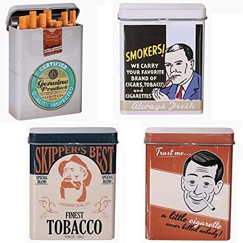 marion10020 Metal Cigarette Case 9 x 7 cm 4 Designs Pack of 4