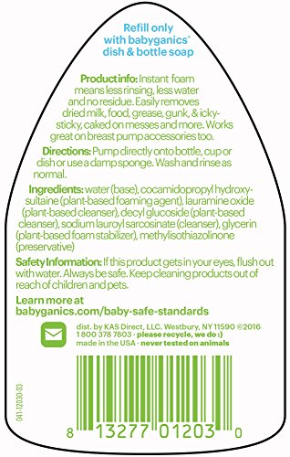 Babyganics Foaming Dish and Bottle Soap, Fragrance Free, On-The-Go 100ml, 3.38 oz.  (Pack of 3), Packaging May Vary