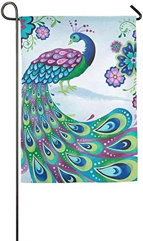 Daisy Evans Custom Garden Flag Peacock Garden Flag 18"x27" Outdoor Decor