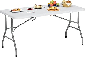 SogesPower 59.8 inches Folding Table Camping Table BBQ Portable Desk Outdoor Dinner Table Utility Table,SP30DQMRHP-152CZ-CA