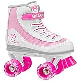 Roller Derby Firestar Youth Girl's Quad Roller Skates, White/Pink, Size 01