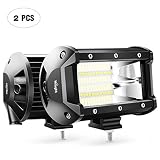 Nilight 18001F-B 2PCS 5Inch 72W Double Row Flood Bar 10800Lumens Driving Fog Led Off Road Lights for Trucks Jeep ATV UTV SUV Boat Marine,2 Years Warranty