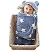 Baby Swaddle Blanket Sleep Sack - GreForest Thick Fleece Swaddling Blankets Seperated Legs Soft Warm for Bath, Air-Conditioned, Autumn, Winter with Velcro, Cute Bear Ear Hood (Blue Star, 0-3 Months)