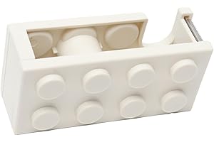 Tape Dispenser, Cute Mini Building Block Shape Easy Cut Desk Tape Holder with PP Material, for School Office Study Room (Whit