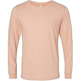 Bella Canvas Mens Heather CVC Long Sleeve Tee, M, Heather Peach