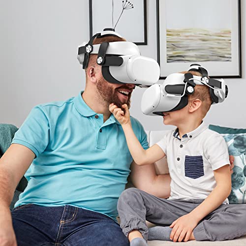 Head Strap for Meta/Oculus Quest 2 with 5300mAh Battery Pack, Replaceable Power Bank Extend Playtime, Enhanced Support & Gaming Immersion & Balance Weight Design in VR Accessories for Adults & Kids