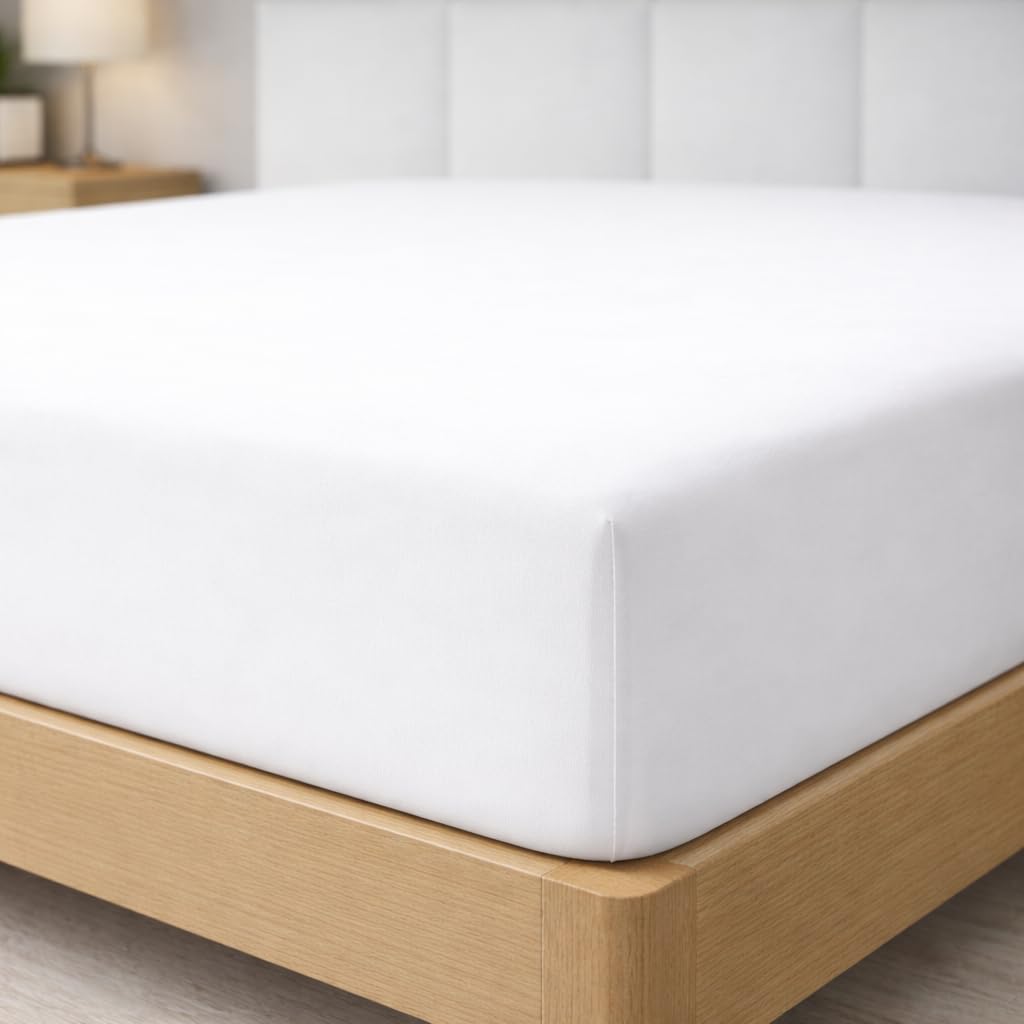 Degrees home - Collection - Fitted Sheet 180 x 190 x 33- Adjustable - Brushed Polyester Microfiber- White