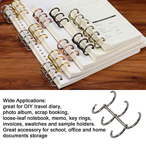 WeiMeet 12 Pieces Metal Loose Leaf Binders 3 Ring Nickel Plated Book Rings Key Chain Rings for Notebook Documents Keys Photo Album(Silver)