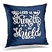 Aeiniwer Golee Throw Pillow Cover Blue is My Strength Shield Modern Calligraphy Decorative Pillow Case Home Decor Square 18x18 Inches Pillowcase