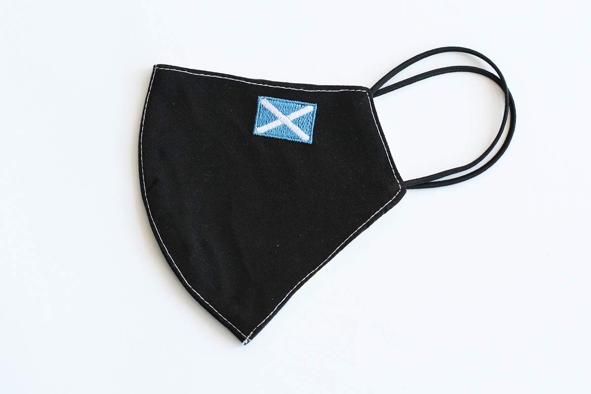 Fold-flat Face Mask with an Embroidered Country Flag of Choice - Reusable and Washable, Anti-dust, 100% cotton Face Cover (Scotland - Large)