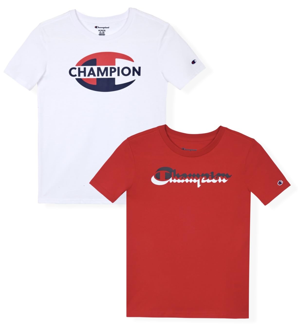 Champion Boys Tee Shirts 2 Pack Short Sleeve T-Shirts for Boys in Sizes 4-18 Bright White Image