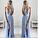 Women Dress,Haoricu Hot Sale!2017 Sexy V-Neck Women Summer Chiffon Sleeveless Boho Chiffon Evening Party Beach Long Dressss White (S, Blue)