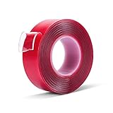 Double Sided Mounting Tape - 1 Inch Wide 10 Feet Long Adhesive Removable Clear Heavy Duty Double Sided Tape for Wall Mount,Photo Mounting,Outdoor Mounting,Art Mounting,Glass Mounting(Pack of 1 Roll)