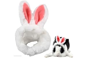 ANIAC Easter Guinea Pig Outfit Warm Kitten Hat with Bunny Ears Plush Small Animal Head Accessories Easter Costume for Kitty Hamster Rats Sugar Glider Hedgehog and Small Pet(Pink)