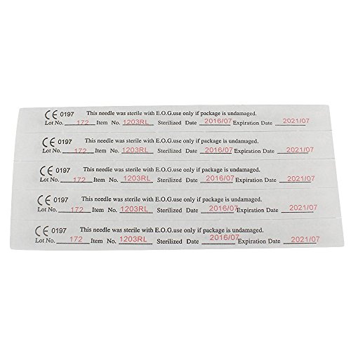 Wormhole Assorted Tattoo Needles #12 Standard Disposable & Sterilized Mix Sizes 3RL 5RL 7RL 9RL 5RS 7RS 9RS 5MG 7MG 9MG Tattoo Liner Needles Tattoo Shader with Blue Dot - Box of 50