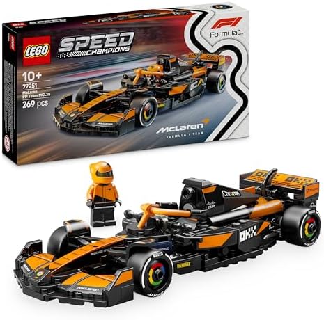 Speed Champions McLaren F1 Team MCL38 Rennauto - Spielzeug mit Formel 1 Minifigur zum Sammeln - Modell und Geschenk für Jungen & Mädchen ab 10 Jahren und Erwachsene Motorsport Fan 77251