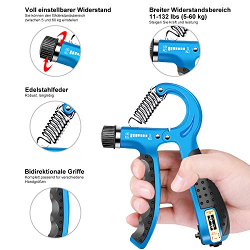 KUYOU-Handtrainer-Fingertrainer-mit-Zaehlfunktion-Grip-Trainer-5er-Set-Unterarmtrainer-5-60kg-Fingerdehner-Finger-Trainingsgeraet-Stressabbau-Griffkugel-Trainingsring-Fingerdehner