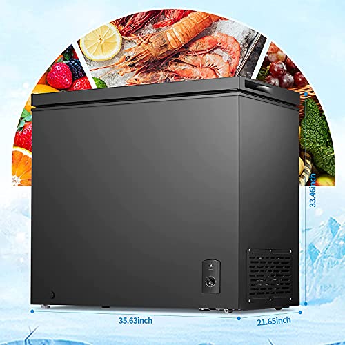 LHRIVER Chest Freezer, Quiet Compact Freezer with 7 Temperature Settings, Removable Basket, Free