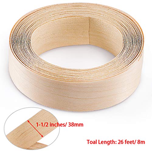 Skelang Birch Wood Veneer 11/2” x 26’, Wood Edge Tape with Hot Melt