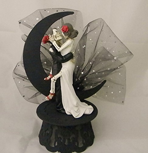 Click Here to See More Images Wedding Reception Cake Topper Moon Day of the Dead Skeleton Gothic