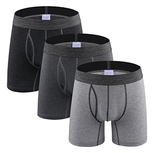 TONLEN Men's Boxer Briefs Mens Underwears 3-Pack Soft Cotton Open Fly Mens Undies XXXL