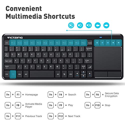 VicTsing Wireless Touchpad Keyboard, 2.4Ghz USB Mini Wireless TV