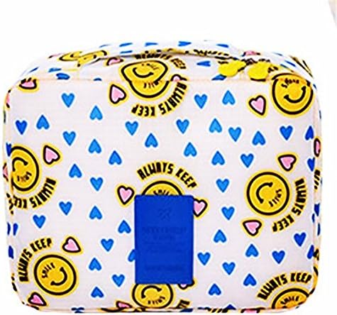 IWin Mall Printed Multifunction Portable Travel Toiletry Bag Cosmetic Makeup Pouch (Yellow Face)