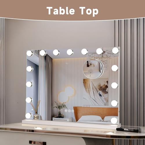 EDIMENS 58X46CM Hollywood LED Makeup Mirror with Touch Control - 15 Dimmable Lights, Adjustable Stand, Stable Base - Professional & Home Vanity Mirror for Precise Makeup (Ideal for UAE)