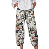 TARIENDY Leaf Print Cropped Pants for Women Baggy