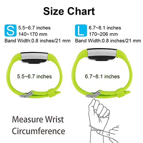 POY Replacement Bands Compatible for Fitbit Charge 2, Classic Edition Adjustable Sport Wristbands, Large Yellow Green
