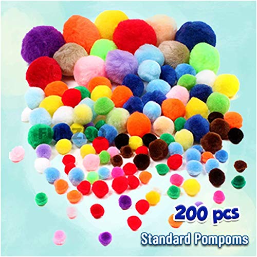FunzBo 400 Pieces Pipe Cleaners Pompoms Set, Including 100 Pieces Pipe Cleaners, 200 Pieces 3 Size Pom Poms and 100 Pieces 3 Size Wiggle Eyes for Craft DIY Art Supplies