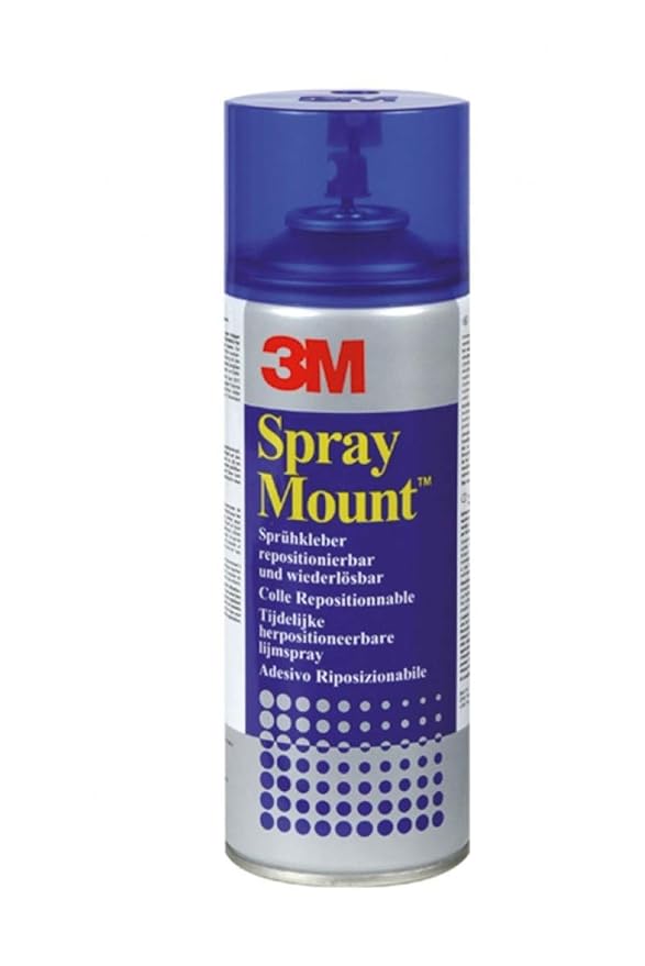 3M 051847 SprayMount Sprühkleber, mit mittelstarker Haftkraft, im feuchten Zustand repositionierbar, 400 ml Blau