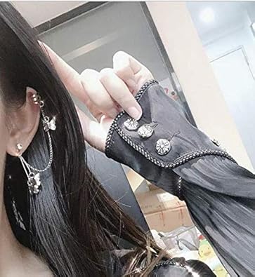 Chain Earrings Butterfly Tassels Ear Cuffs Cupid Angle Heart Tassel Ear Crawler Earring Climber Multi Layered Studs Cuffs Ear Wrap Pin Vine Charm Clip On Jewelry