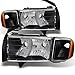 AKKON - For 99-01 Dodge Ram 1500 Pickup Truck Sport Package Black Headlights Head Lamps Replacement Pair Set