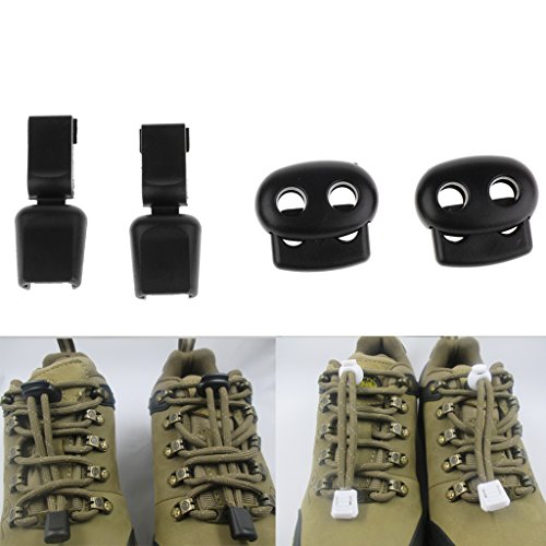 Dovewill Sport No Tie Shoelaces Lock Plastic Toggle Stop Double Hole String Cord Locks Great for Runners One Size Fits All Adult and Kids Shoes