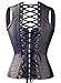 KIWI RATA Women's Punk Rock Faux Leather Buckle-up Corset Bustier Basque with G-String