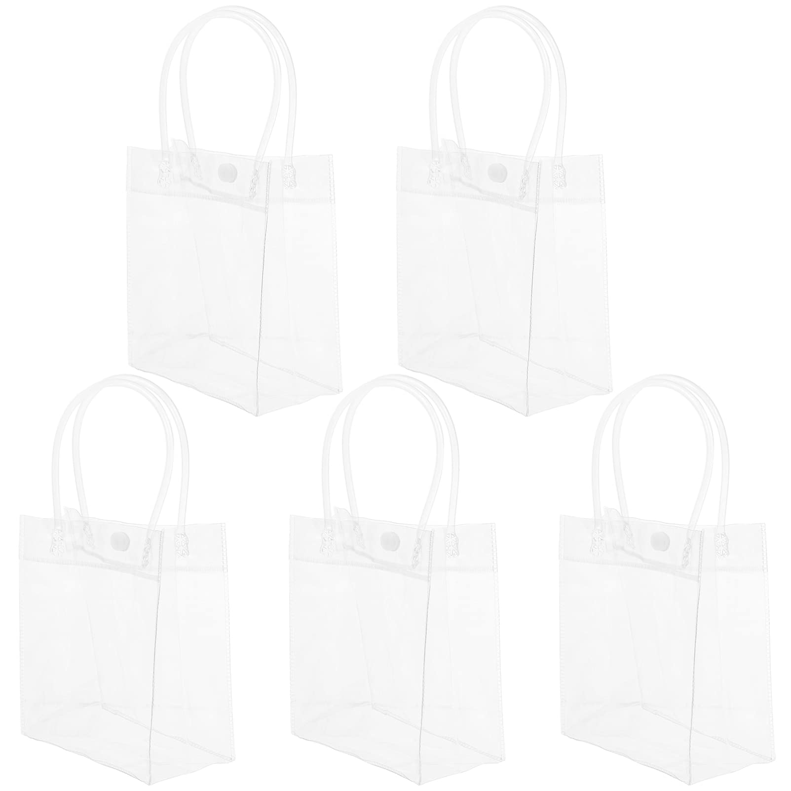 10Pcs Clear PVC Bags with Handles Wrapping Bags Reusable Merchandise Retail Shopping Tote Candy for Wedding Baby Shower Party Supplies