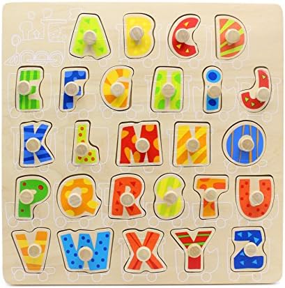 YouΞ Wooden Alphabet Puzzle Board Abc Uppercase Lowercase Toy for Kids Toddlers